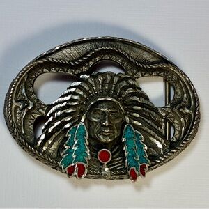 Silver Native American Style Belt Buckle 85’ USA
